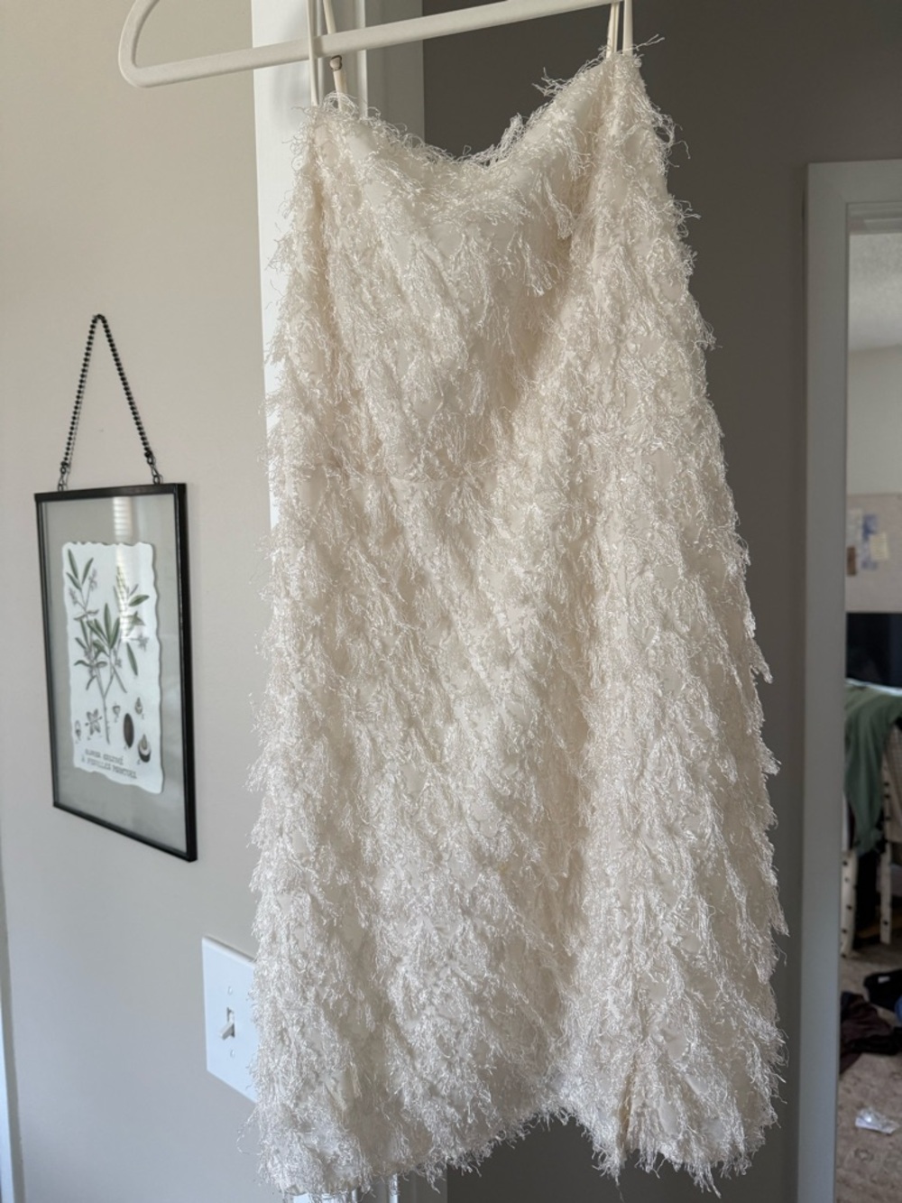 White Fringe Slip Dress